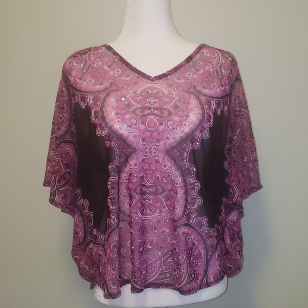 INC International Concepts pink/black blouse
